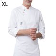 thumbnail image 2 of Botones de la chef de la chef de la manga larga del invierno del invierno con los bolsillos delanteros camisas para hombres Trajes profesionales para el restaurante White XL Advancent LF000332-03, 2 of 7