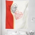 thumbnail image 1 of Asymmetrical Tapestry, Romantic Themed Graphic of Curlicue Floral Hearts Love Couple Valentines, Fabric Wall Hanging Decor for Bedroom Living Room Dorm, 5 Sizes, Vermilion Cream, by Ambesonne, 1 of 1
