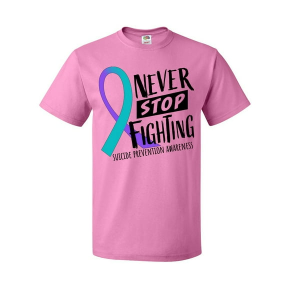 Inktastic Never Stop Fighting Suicide Prevention Awareness Ribbon T-Shirt