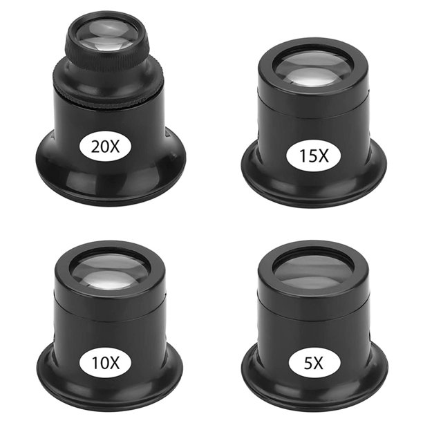 4PCS Loupe Eyeglass Magnifiers Set 5X 10X 15X 20X Watch Repair Loupe