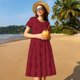 thumbnail image 4 of Easygdp Christmas Red Snowflakes para Vestido Transpirable de Mujer, Vestido Suelto de Manga Corta con Pliegues y Bolsillos para el Verano, 4 of 6
