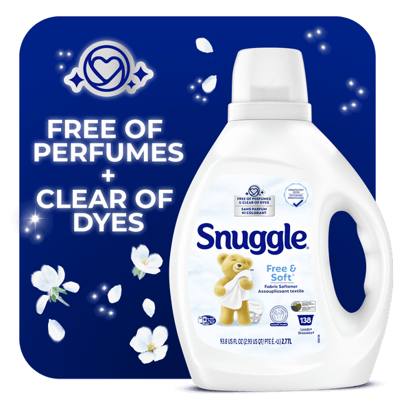 Snuggle® Free & Soft® Hypoallergenic Liquid Fabric Softener, 138 Loads, 2.77L