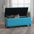 thumbnail image 4 of Modern Fabric Storage Ottoman, Folding Ottoman Storage Bench, 18.25"D x 42.00"W x 18.25"H, Teal, for Bedroom, 4 of 12