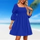 thumbnail image 3 of Vestidos Casuales Vestido de mujer de una línea sin espalda cuello cuadrado vestido de verano para cóctel (azul XXL) Cgtredaw para Mujer Azul T M, 3 of 7