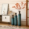 thumbnail image 2 of Hearthora 3-Piece Modern Droplet Floor Vase Set, Aqua Blue Ombre Metal Decorative Vases, 20.4", 24.4" & 28.3" Heights, 2 of 6