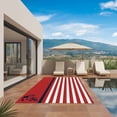 thumbnail image 3 of Nautical Anchor Outdoor Rug for Patio/Deck/Porch, Non-Slip Large Area Rug 3 x 5 Ft, Red White Geometric Horizontal Stripes Indoor Outdoor Rugs Washable Area Rugs, Reversible Camping Rug Carpet Runner, 3 of 8