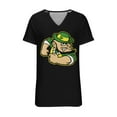thumbnail image 3 of PNTUTB St. Patrick's Day Women's Fashion Print Casual Loose Comfortable V Neck Short Sleeve T Shirts, 3 of 4