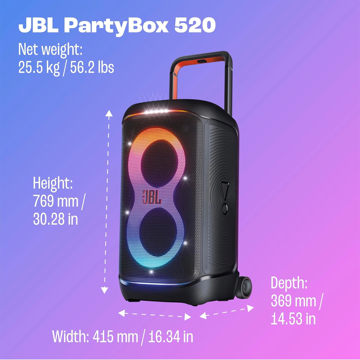 Restored JBL JBLPARTYBOX520AM-Z PartyBox 520 Portable Floor Standing Bluetooth Speaker, Black (Refurbished)