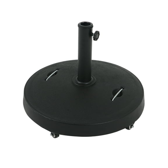 Patio Umbrella Base with Lockable Wheels, 52lbs Heavy-Duty Stand Resin Weights for Outdoor Market Umbrella, Black