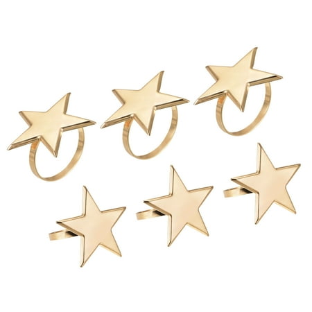 

Uxcell Napkin Rings 6 Pack 40mm Inner Diameter Alloy Star Napkin Buckles Gold Tone