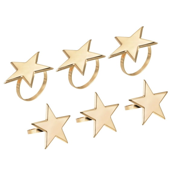 Uxcell Napkin Rings, 6 Pack 40mm Inner Diameter Alloy Star Napkin Buckles, Gold Tone