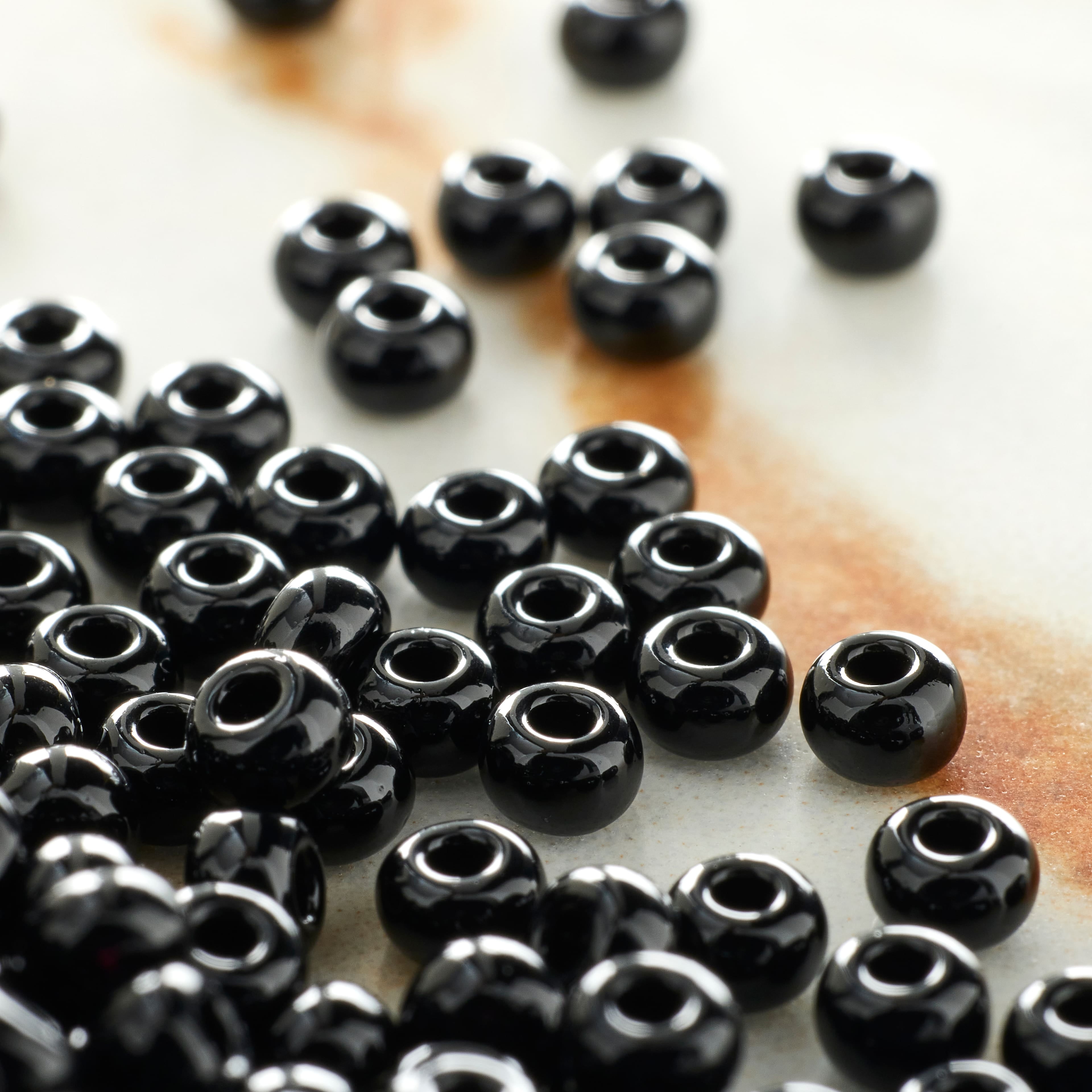 Black Czech Glass Seed Beads, 8/0, 12 Pack