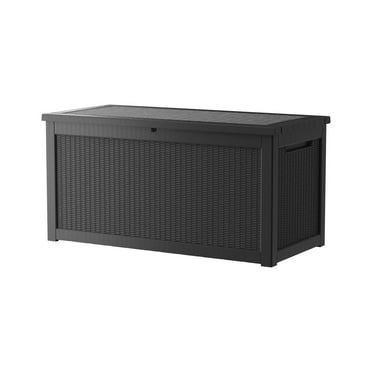 Decksplore 260 Gallon Lockable Resin Deck Box, Waterproof & Outdoor Storage Box for Outdoor Cushion Storage and Outdoor Delivery Storage Black