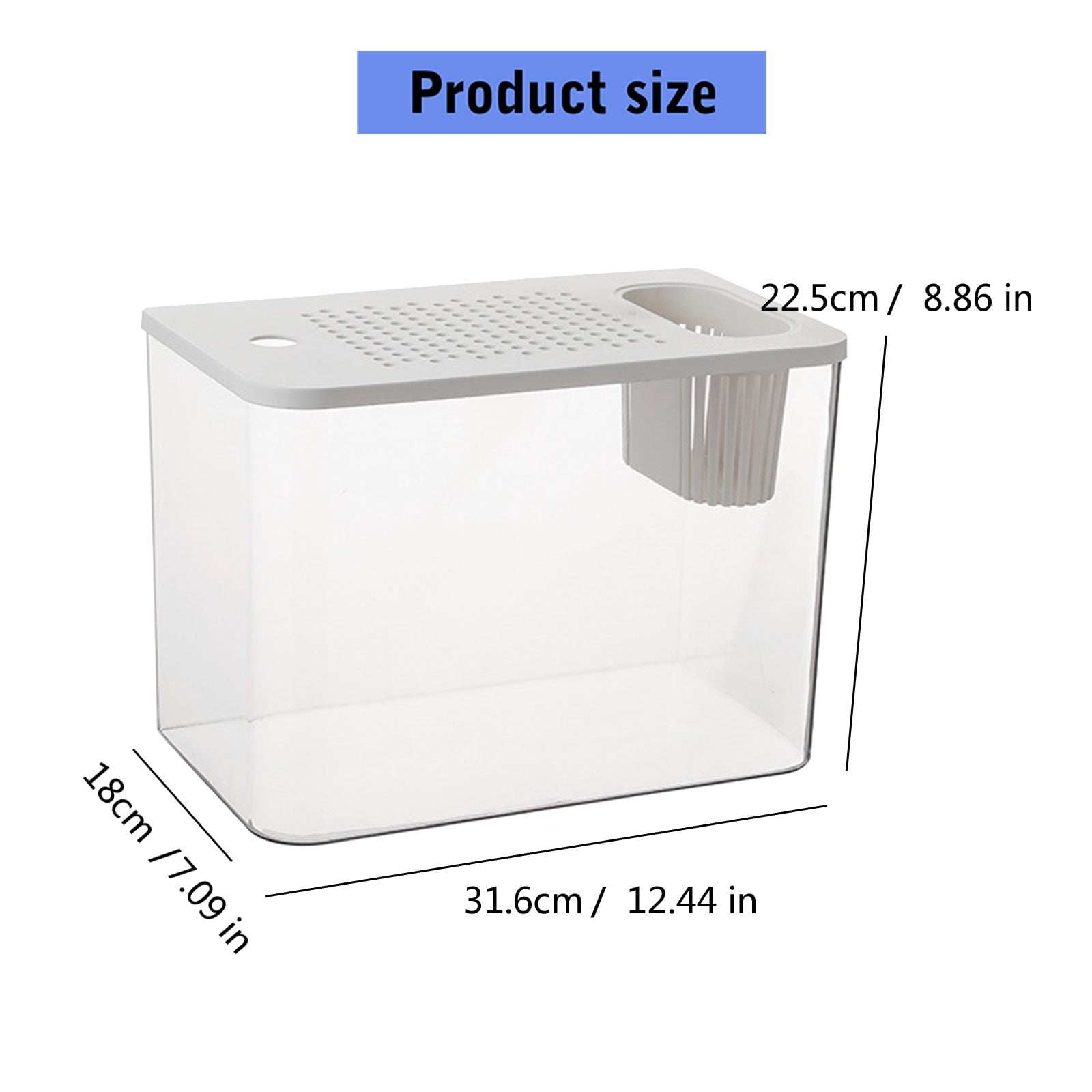 Modern Leakproof Aquarium with Child-Safe Lid & Plant Holder, Home Office Desktop Fish Habitat for