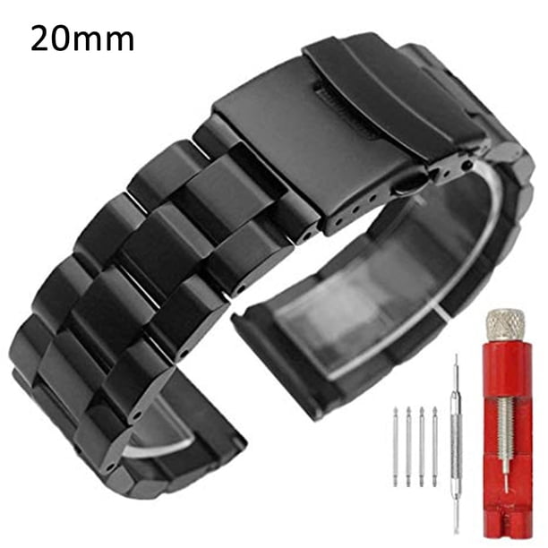 Correa de reloj Lifetechs de acero inoxidable con hebillas dobles de repuesto de 18/20/22/24 mm