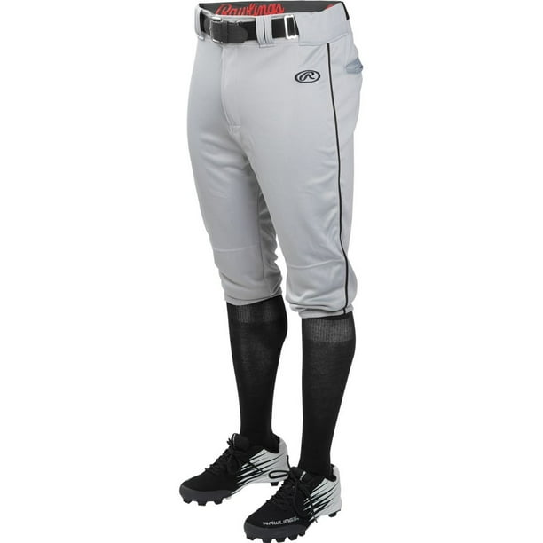 gray baseball pants with blue stripe