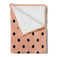 thumbnail image 2 of Peach Soft Flannel Fleece Throw Blanket, Traditional Black Polka Dots on Soft Colored Background Abstract European Design, Cozy Plush for Indoor and Outdoor Use, 60" x 80", Peach Black, by Ambesonne, 2 of 5