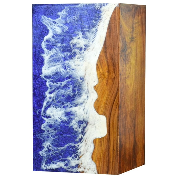 Wooden Urn for Human Ashes Adults, Men & Women - Handcrafted Urns with Ocean Resin Inlay - Unique Memorial Urn for Ashes - Cremation Box for Burial or Home Display