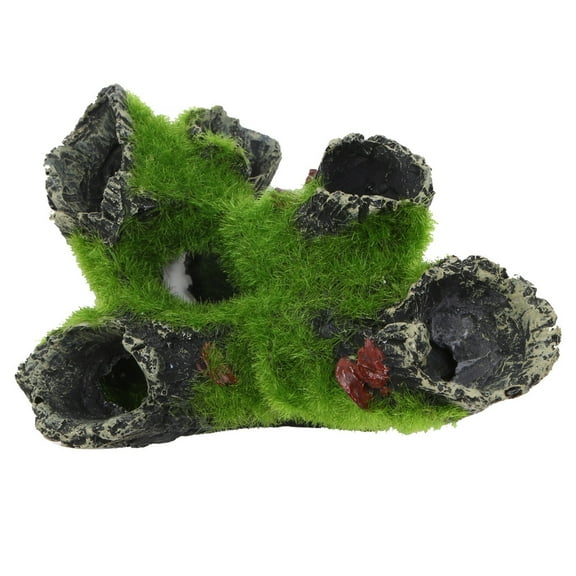 JUNTEX Aquarium Decorations for Fish Tank Resin Moss Tree Aquarium Ornament Fish House Hideout Cave for Aquatic Pet Betta