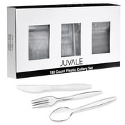 180 Pack Clear Plastic Silverware, Disposable Cutlery Utensils with Spoons, Forks and Knives, Heavy Duty Flatware Set for Parties & Events