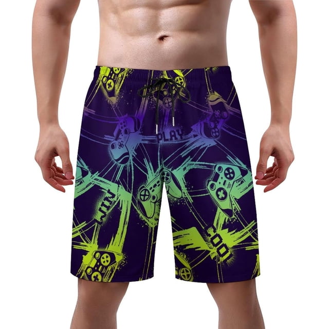 NICKSUN Men's Swim Trunks, Cute Print Quick Dry Summer Board Beach Shorts with Mesh Lining and Pockets