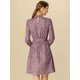 thumbnail image 5 of Vestido Floral De Una Línea De Manga Larga Con Columpio Hasta La Rodilla Y Cuello Simulado Para Mujer Marrón XS, 5 of 6