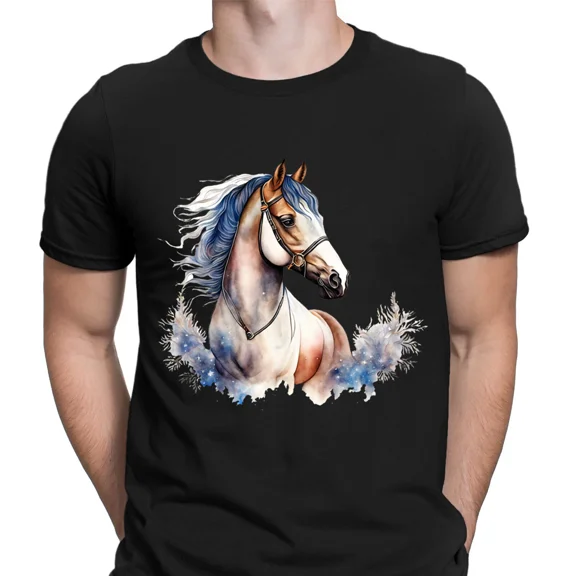 Horse Watercolor Painting Art Animal Lovers Gift Novelty Mens T-Shirts Top #NED