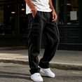 thumbnail image 2 of Dresfit Cargo Pants Mens Drawstring Fleece Baggy Sweatpants Fall Winter Loose Fit Travel Sweatpant Slim Fit Wide Leg Stretch Work Pants M, 2 of 8