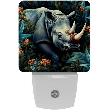 

Rhinoceros LED Square Night Lights - Bright and Compact Bedroom or Bathroom Lighting Solution with Auto on/Off Sensor - Set of 2 Square Shaped Nightlights