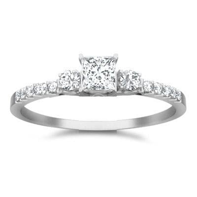 Classic Moissanite Bridal Set Engagement Ring 1.75 Carat on 10k White Gold