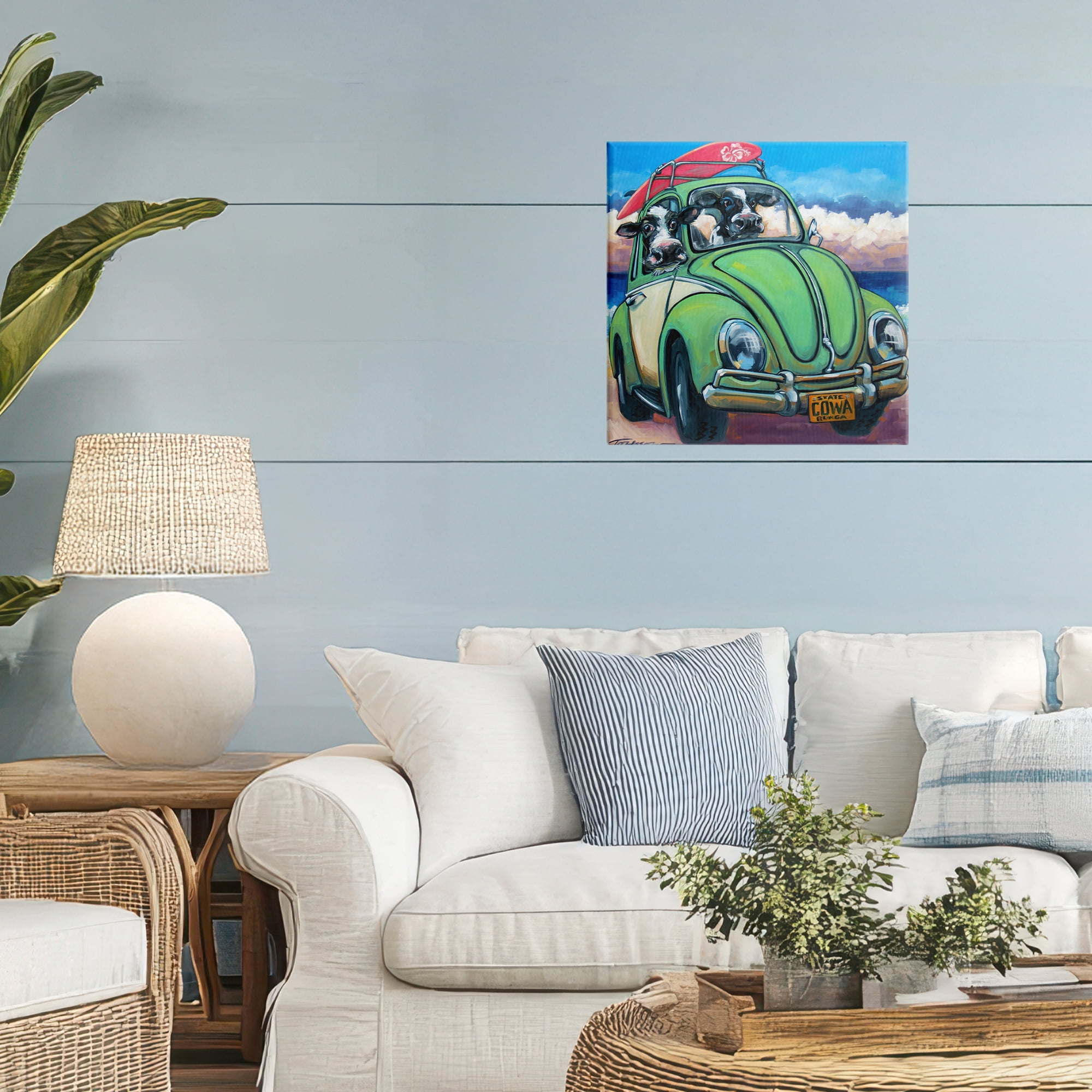 Stupell Industries Cowabunga Surfer Cows Canvas Wall Art, design by CR Townsend