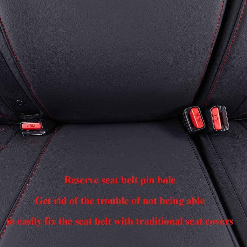 EKR Custom Fit Equinox Car Seat Covers for Chevy Equinox Premier,LS,LT,L,RS  2018 2019 2020 2021 2022 2023-Leather(Full Set,Black with Red Trim) 