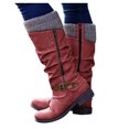 thumbnail image 4 of Ichuanyi Womens Shoes Clearance Women Fashion Western Style Cowboy Riding Boots Casual Warm Knee Middle Tube Boots Shoes, 4 of 4
