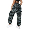 thumbnail image 2 of Women’s Lightweight Quick-Dry Camo Cargo Pants - Tapered Leg Elastic Drawstring Waistband Breathable Tactical Pants, 2 of 6