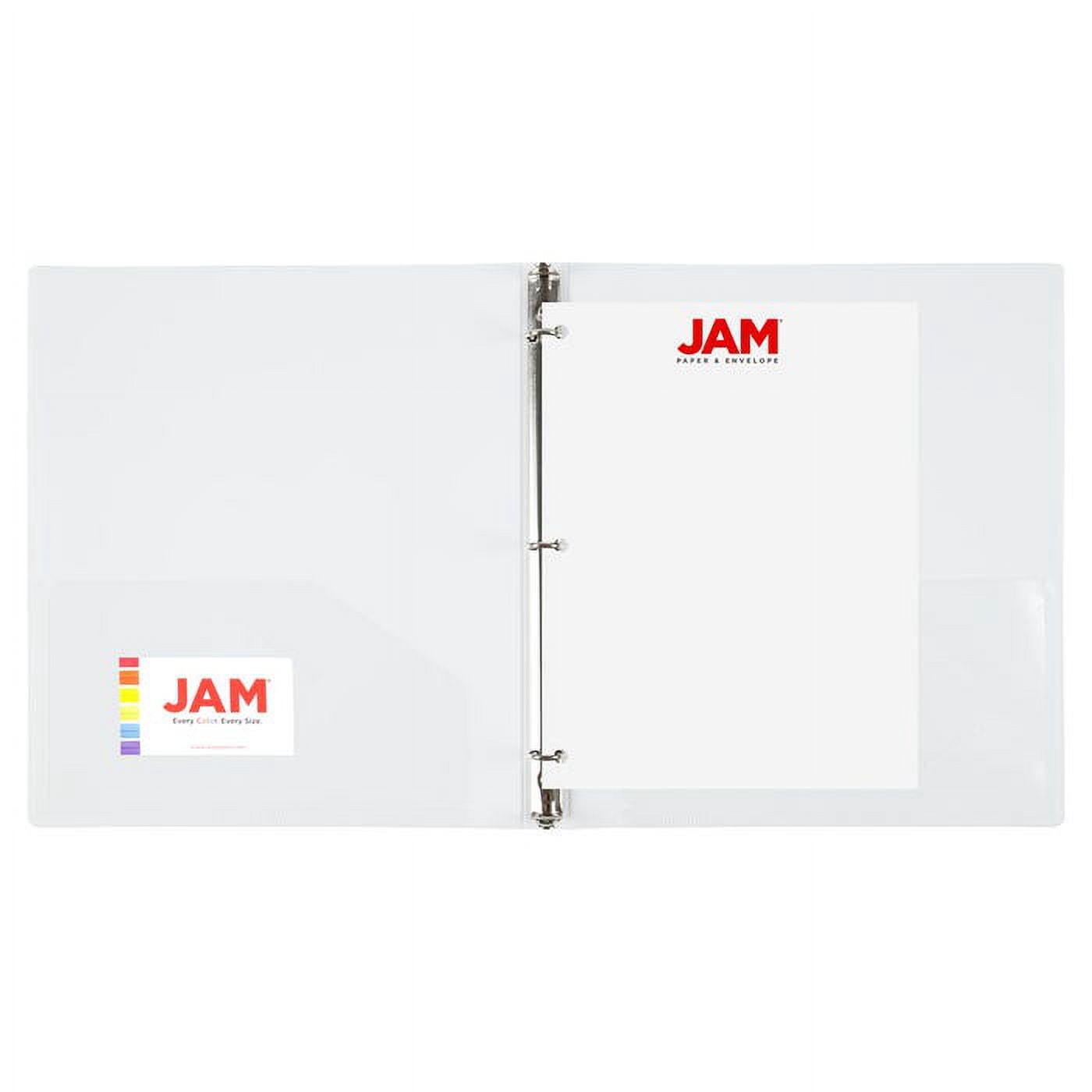 JAM Paper Plastic Binder, 11.5 x 10.25 x 1/2 in, White, 1 Pack