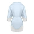 thumbnail image 3 of Womens Soft Pajama Clearance- Printed Silk Satin Sexy Bathrobes Plus Size Robe Sleepwear Blue Size S, 3 of 9