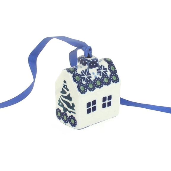 Blue Rose Polish Pottery Festive Fir Cabin Ornament