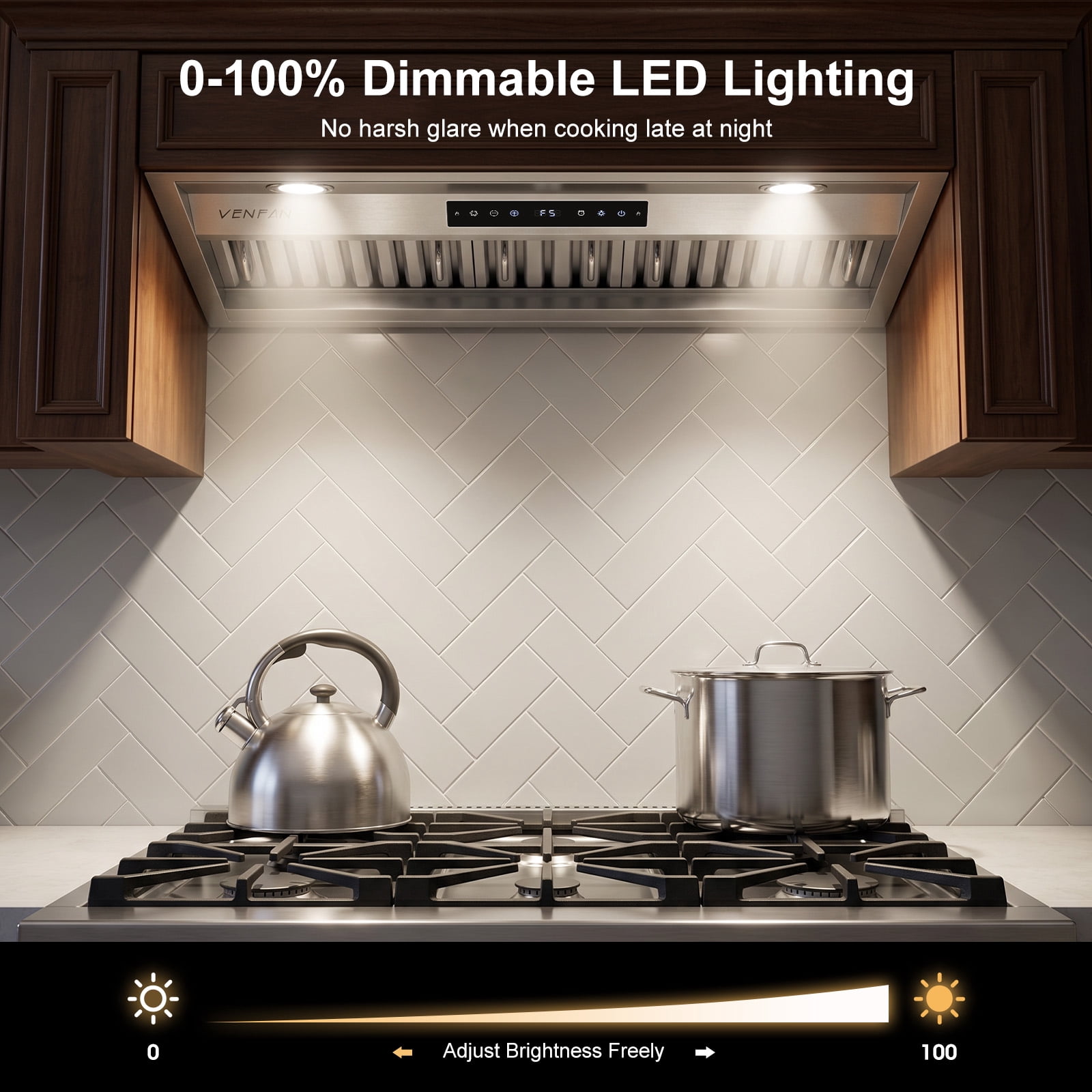 VENFAN 30 Inch Range Hood Insert, 1200 CFM Ultra Quiet DC Motor, Gesture & Touch Control, Ducted/Ductless Convertible, Stainless Steel Built-in Kitchen Vent Hood