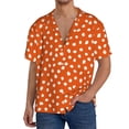 thumbnail image 1 of Balery Dots On Orange Background Camisa Casual de Manga Corta con Botones para Hombre, Texturizada, Estilo Cubano, para Playa, Verano-Medium, 1 of 5