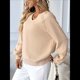 thumbnail image 5 of Sudadera Holgada Informal de Otoño para Mujer, con Cuello en V, Larga y Encaje, Estilo Farol, Estilo Corto Albaricoque XXL, 5 of 10