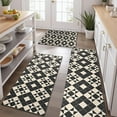 thumbnail image 2 of Black Beige Checkerboard Checkered Pattern Kitchen Rugs Sets Of 3,Kitchen Runner Rugs Non Skid Washable,Decorative Kitchen Floor Mats for Kitchen,Sink,Laundry,17"x30"+ 17"x47" + 17"x59", 2 of 6