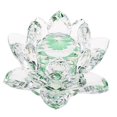 thumbnail image 4 of Crystal Lotus Flower Crafts Paperweights Glass Lotus Model Green & Yellow, 4 of 5