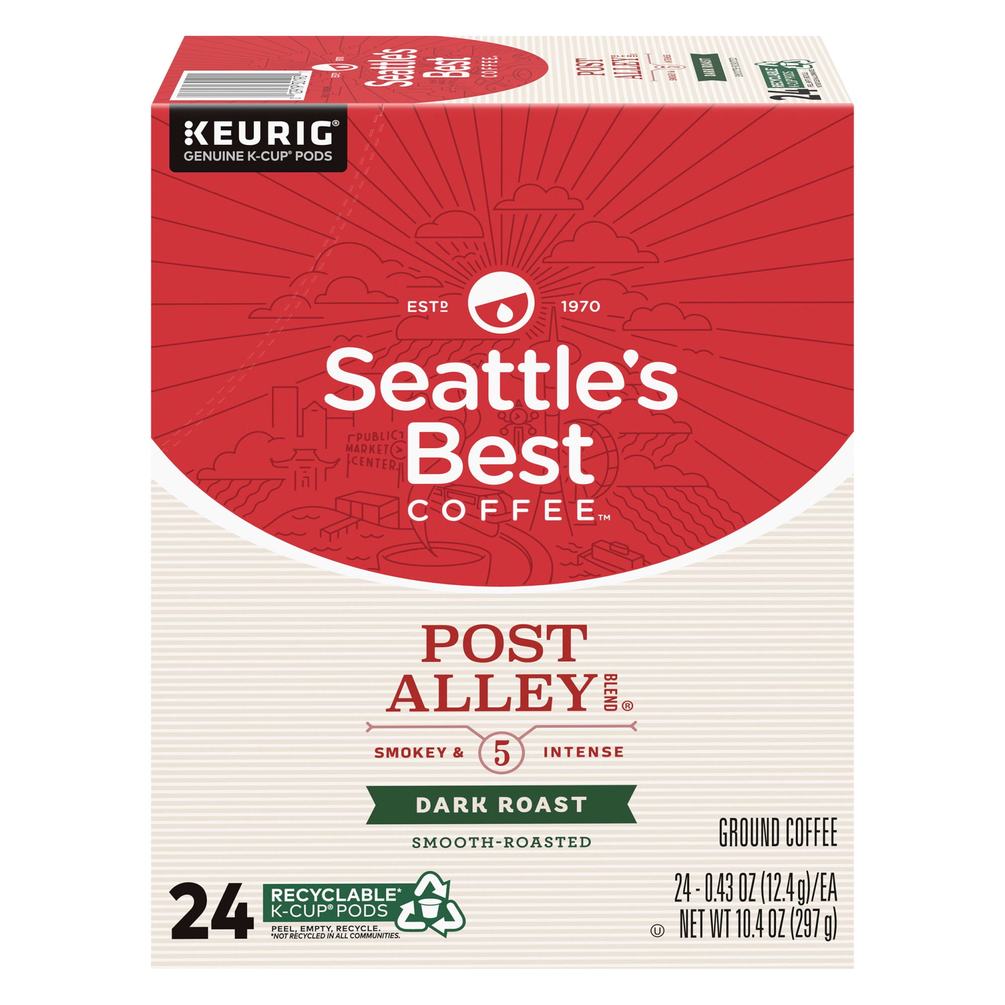 Seattle's Best Coffee, Post Alley Blend Dark Roast K-Cup Coffee Pods, 24 Count K Cups with Nestle Coffee Mate, The Original Powdered Coffee Creamer, 35.3 oz