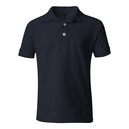 French Toast A9084 Boy's Short Sleeve Pique Polo - Navy - 7 - Small