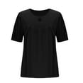 thumbnail image 6 of New Summer Arrivals Olyvenn Womens Short Sleeve Tops Pleated Boho Shirts Casual Solid Crew Neck Tunic Shirts Summer Ruched Blouse Black XL, 6 of 8