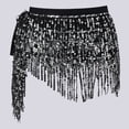 thumbnail image 3 of Womens Belly Dance Skirt Sparkly Sequin Fringe Belly Dancing Skirt Latin Dance Hula Hip Scarf Sequin Tassel Skirts, 3 of 4