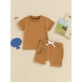 thumbnail image 2 of Bagilaanoe 2pcs Toddler Baby Boy Shorts Set Short Sleeve T Shirt Tops + Shorts 6M 12M 18M 24M 3T Kids Casual Summer Clothes, 2 of 7
