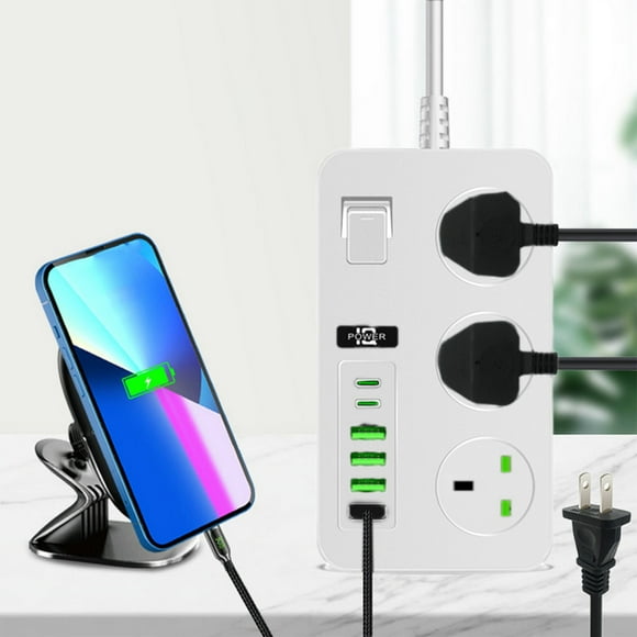TIMIFIS Usb Socket 3 Outlets Power Strip Protector 3000W Multi Plug Outlet with 6 USB Off Botton 78.7in Extension Cord with Multiple USB Outlets for Office Dorm Room Household Tools