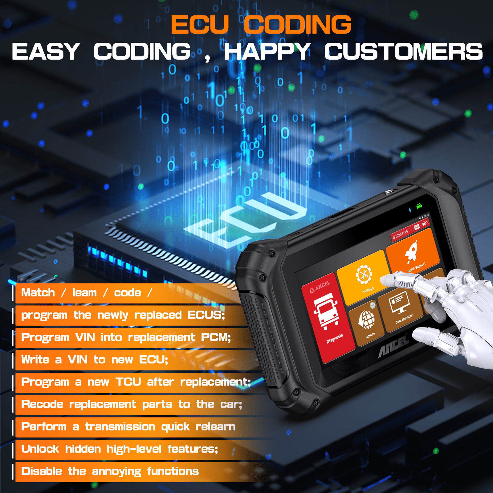 ANCEL  V5HD Diesel Heavy Duty Truck OBD2 Scanner Bi-Directional Full System Diagnostic Scan Tool Code Reader with 40+ Resets, D-P-F Regen for Truck & Commercial Vehicle
