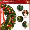 thumbnail image 5 of imerelez 36in Pre-lit Battery Christmas Wreath with 80 Warm Lights, Artificial Wreath with 270 PVC Tips and 18 DIY Ornaments, Door Wall Xmas Decor, 5 of 8